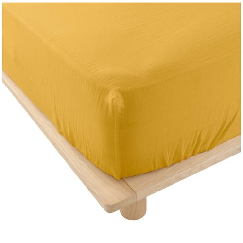 Drap Housse En Gaze De Coton 160 X 200 Cm Tendance Uni Jaune