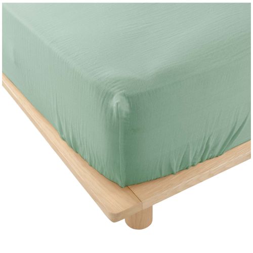 Drap Housse En Gaze De Coton 160 X 200 Cm Tendance Uni Sauge