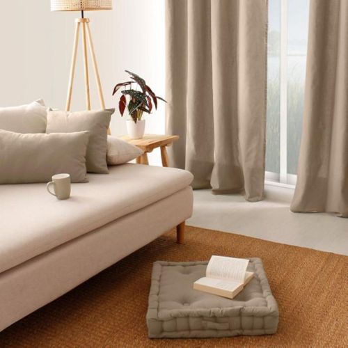 Coussin De Sol Uni 50 X 50 Cm Panama Beige