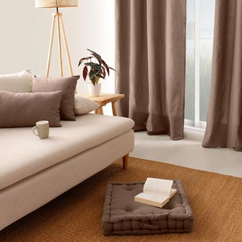 Coussin De Sol Uni 50 X 50 Cm Panama Taupe