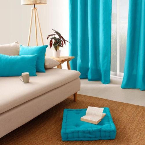 Coussin De Sol Uni 50 X 50 Cm Panama Turquoise