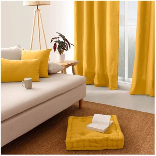 Coussin De Sol Uni 50 X 50 Cm Panama Jaune