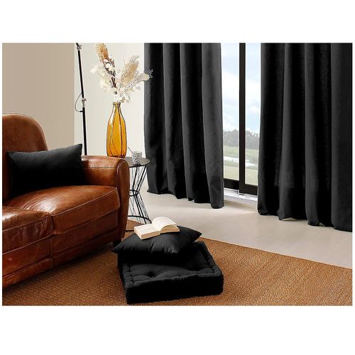 Coussin De Sol Uni 50 X 50 Cm Panama Noir