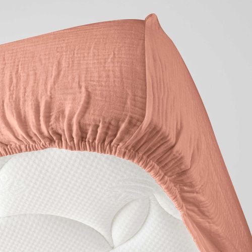 Drap Housse En Gaze De Coton 140 X 190 Cm Tendance Uni Rose