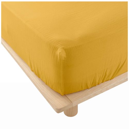 Drap Housse En Gaze De Coton 140 X 190 Cm Tendance Uni Jaune