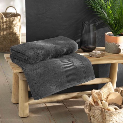 Serviette Ou Drap De Bain En Coton 90 X 150 Cm Tendresse Anthracite