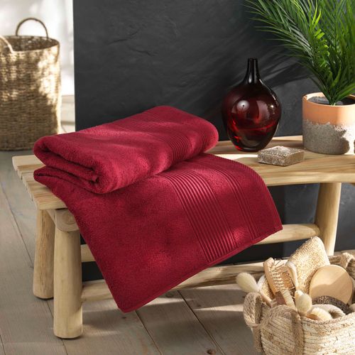 Serviette Ou Drap De Bain En Coton 90 X 150 Cm Tendresse Rouge