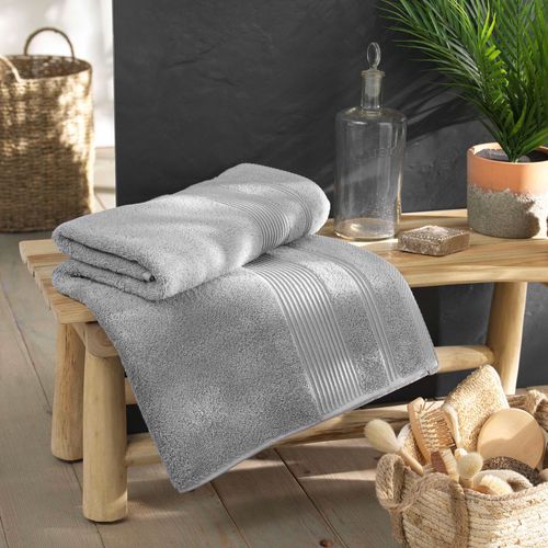 Serviette Ou Drap De Bain En Coton 90 X 150 Cm Tendresse Gris Perle