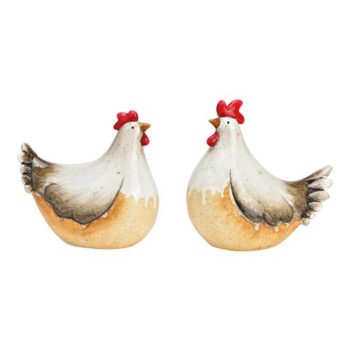 Deux Décoration De Jardin Coq et Poule En Céramique
