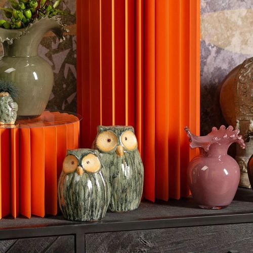 Hibou Décoratif En Faïence Verte 11 Cm