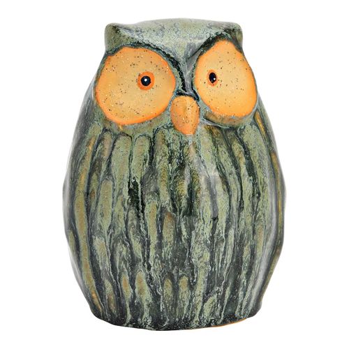 Hibou Décoratif En Faïence Verte 11 Cm