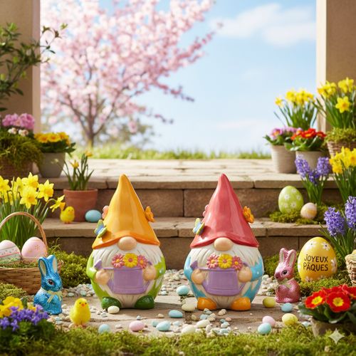 Lot De 2 Décorations Nains De Jardin Arrosoir 19 Cm