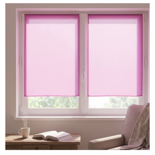Paire De Rideaux Voile 70 X 200 Cm Brise Bise Fuchsia