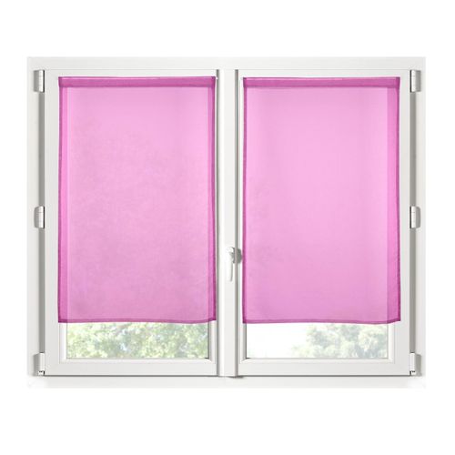 Paire De Rideaux Voile 70 X 200 Cm Brise Bise Fuchsia