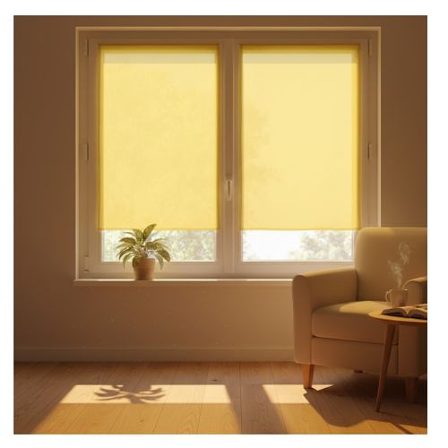 Paire De Rideaux Voile 70 X 200 Cm Brise Bise Jaune