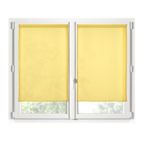 Paire De Rideaux Voile 70 X 200 Cm Brise Bise Jaune