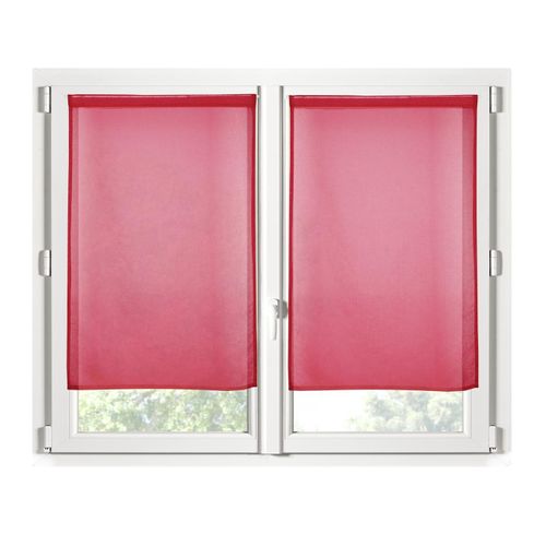 Paire De Rideaux Voile 70 X 200 Cm Brise Bise Rouge