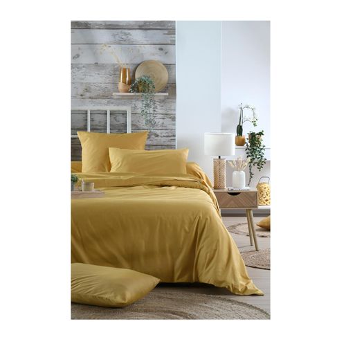 Drap Housse Percale De Coton 140 X 190 Cm Moutarde