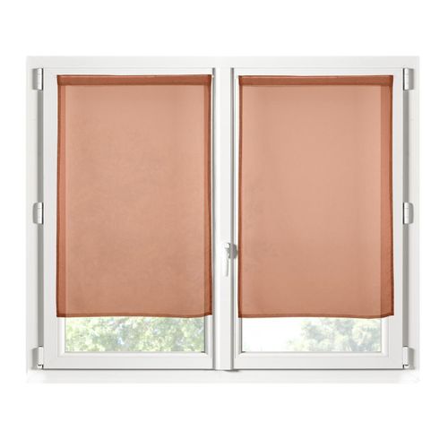 Paire De Rideaux Voile 70 X 200 Cm Brise Bise Terracotta