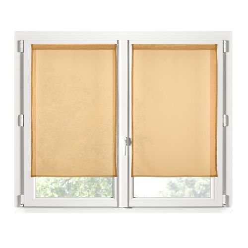 Paire De Rideaux Voile 70 X 200 Cm Brise Bise Moutarde