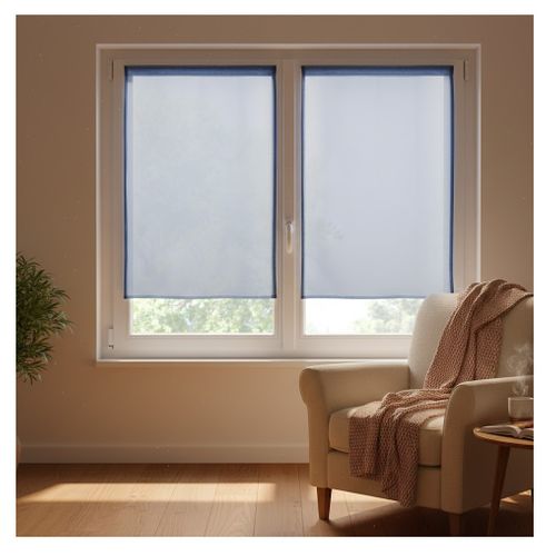 Paire De Rideaux Voile 70 X 200 Cm Brise Bise Denim