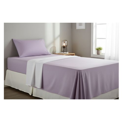 Drap Housse Percale De Coton 180 X 200 Cm Parme Violet