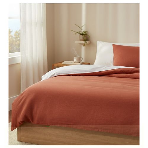 Housse De Couette En Lin Lavé 240 X 260 Cm Paprika
