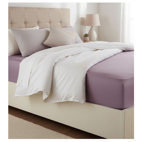 Drap Housse En Coton 57 Fils 180 X 200 Cm Lilas