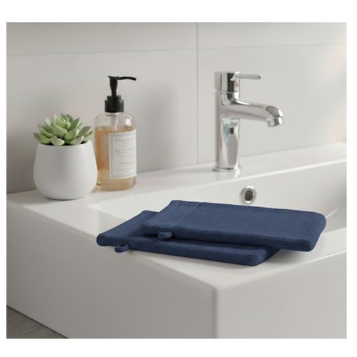 Lot De 2 Gants De Toilette 15 X 21 Cm Lilas Bleu Marine