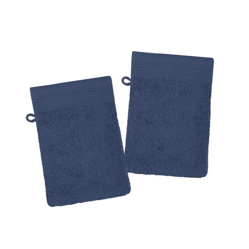 Lot De 2 Gants De Toilette 15 X 21 Cm Lilas Bleu Marine