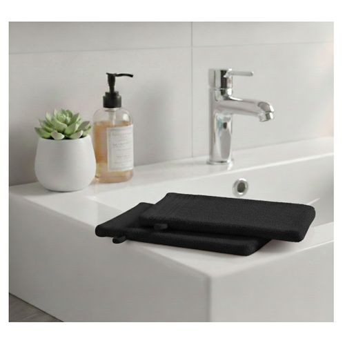 Lot De 2 Gants De Toilette 15 X 21 Cm Lilas Noir