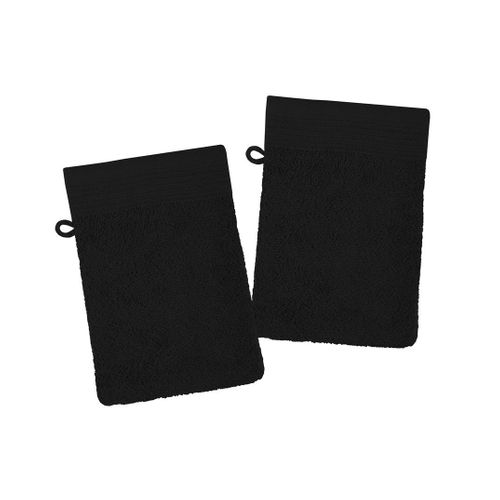 Lot De 2 Gants De Toilette 15 X 21 Cm Lilas Noir