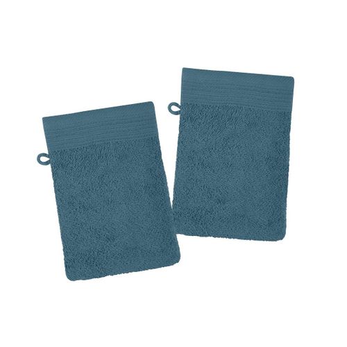 Lot De 2 Gants De Toilette 15 X 21 Cm Lilas Bleu Pétrole