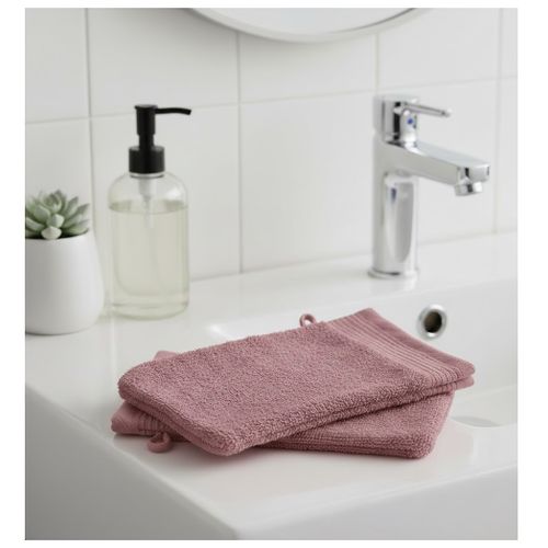 Lot De 2 Gants De Toilette 15 X 21 Cm Lilas Rose