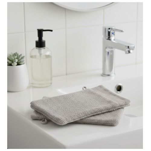 Lot De 2 Gants De Toilette 15 X 21 Cm Lilas Taupe