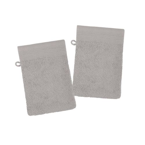 Lot De 2 Gants De Toilette 15 X 21 Cm Lilas Taupe
