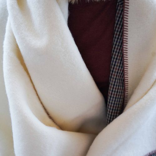 Couverture Pure Laine Vierge Naturelle Finition Point De Cheval - 240x260 Cm - Bordeaux