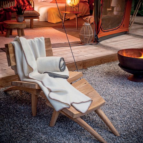 Couverture Pure Laine Vierge Naturelle Finition Point De Cheval - 240x260 Cm - Bordeaux