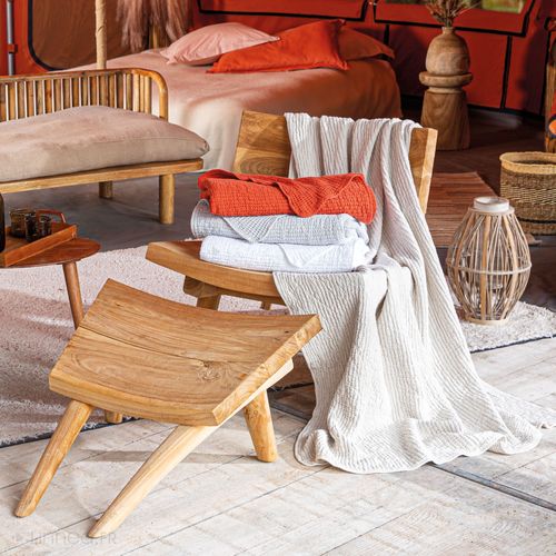 Dessus De Lit Réversible En Coton Nid D'abeille - 270x250 Cm - Blanc