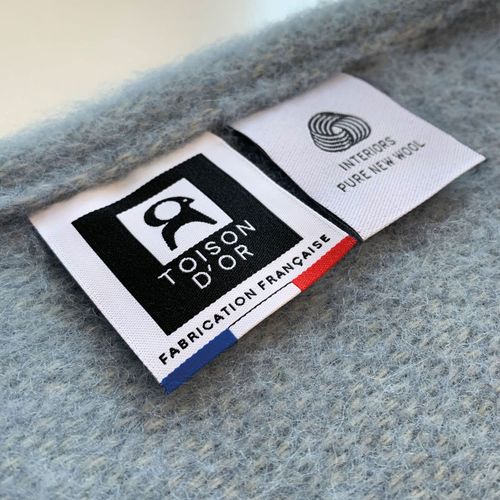 Couverture Laine Naturelle - 220x240 Cm - Bleu Ciel