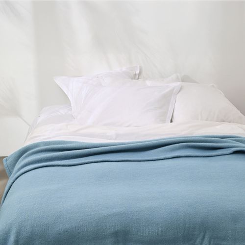 Couverture Laine Naturelle - 220x240 Cm - Bleu Ciel