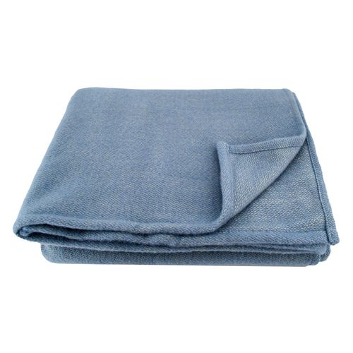 Couverture Laine Naturelle - 220x240 Cm - Bleu Ciel