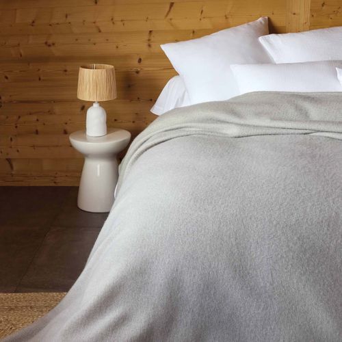 Couverture Pure Laine Souris 220 X 240 Cm Gris Clair