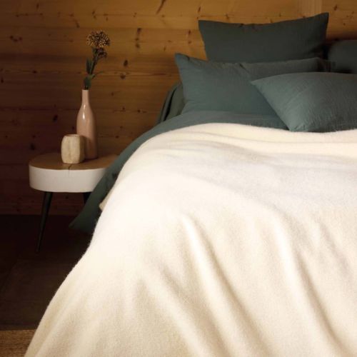 Couverture Pure Laine Naturel 180 X 240 Cm Beige