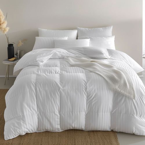 Couette Satin Rayé - Legere 200 X 200 Cm Blanc