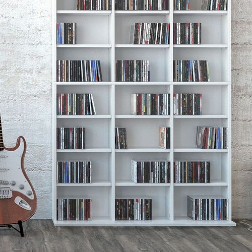 Etagère Bibliothèque Range Cd Blanc 102 X 178 X 16 Cm (lxhxp)