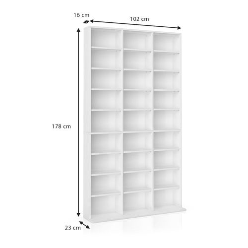 Etagère Bibliothèque Range Cd Blanc 102 X 178 X 16 Cm (lxhxp)