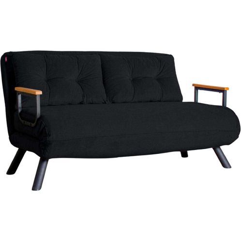 Canapé 2 Places Convertible En Tissu Sando Noir