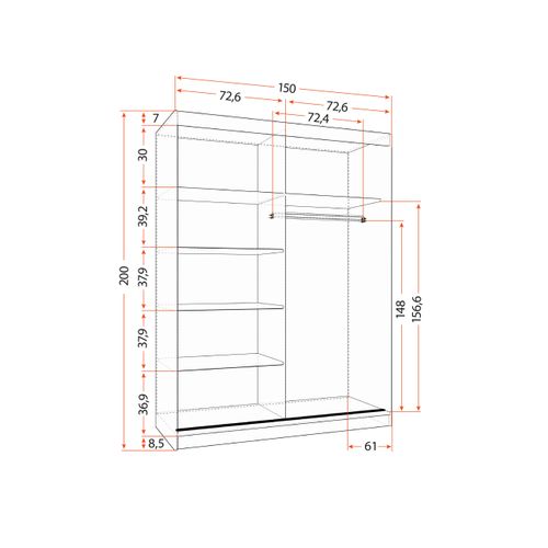 Armoire Elsinore 150 Cm - Chêne - Blanc