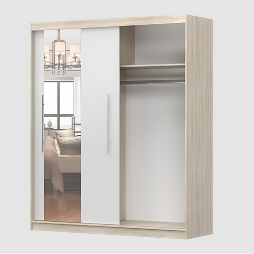 Armoire Althéa 203 Cm Avec Miroir - Effet Bois - Chêne